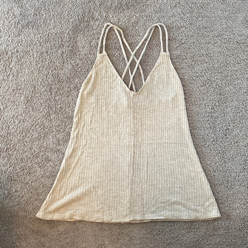Urban Outfitters "Silence + Noise" - Tan Strappy Waffle knit tank top